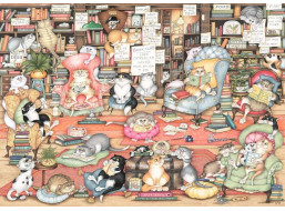 RAVENSBURGER Puzzle Crazy Cats: Bingleyho knižní klub 1000 dílků