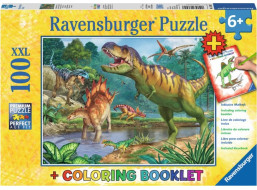 RAVENSBURGER Puzzle Pravěký svět dinosaurů XXL 100 dílků + omalovánky