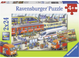 RAVENSBURGER Puzzle Rušné vlakové nádraží 2x24 dílků