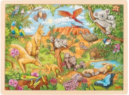 GOKI Dřevěné puzzle Australská zvířata 96 dílků