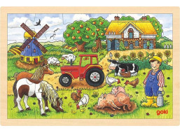 GOKI Dřevěné puzzle Farma pana Millera 24 dílků