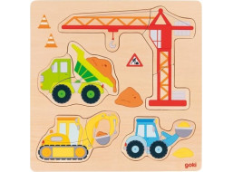 GOKI Dřevěné vkládací puzzle Na stavbě