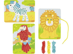 GOKI Provlékací obrázky - papoušek, lev a zebra