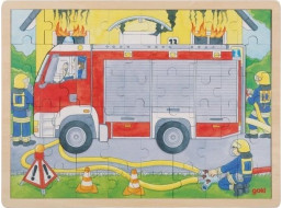 GOKI Vícevrstvé dřevěné puzzle Hasiči při práci 59 dílků