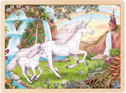 GOKI Dřevěné puzzle Jednorožec 48 dílků