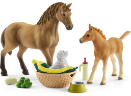 SCHLEICH Horse Club® 42432 Set hříbě a Quarter kůň se štěňátkem a doplňky
