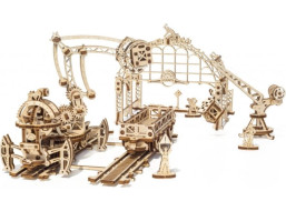 UGEARS 3D puzzle Železniční jeřáb - manipulátor 354 dílků