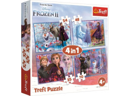 TREFL Puzzle Ledové království 2: Cesta do neznáma 4v1 (35,48,54,70 dílků)