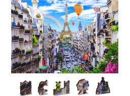 WOODEN CITY Dřevěné puzzle Rušná Paříž 2v1, 150 dílků EKO