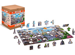 WOODEN CITY Dřevěné puzzle Rušná Paříž 2v1, 300 dílků EKO