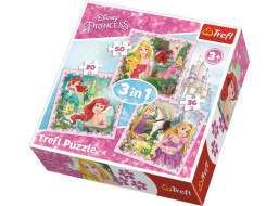 TREFL Puzzle Disney princezny s přáteli 3v1 (20,36,50 dílků)