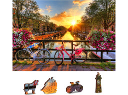WOODEN CITY Dřevěné puzzle Kola v Amsterdamu 2v1, 150 dílků EKO