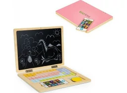 ECOTOYS Dřevěný notebook s magnetickým monitorem - růžový