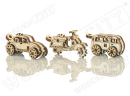 WOODEN CITY 3D puzzle mini sada Widgets: Historická vozidla 35 dílků