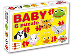 DOHÁNY Baby puzzle Zvířecí hlavičky 6v1 (2-4 dílky)