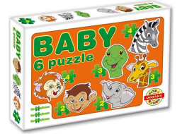 DOHÁNY Baby puzzle Zvířecí hlavičky - safari 6v1 (2-4 dílky)