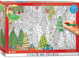 EUROGRAPHICS Color me puzzle Vánoční stromky 300 dílků + sada na zavěšení