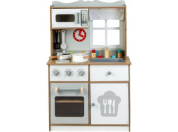 ECOTOYS Dřevěná kuchyňka bílo-hnědá