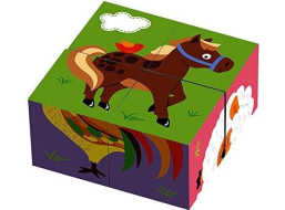 VIGA Obrázkové kostky Zvířátka na farmě, 4 kostky