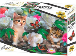 PRIME 3D Puzzle Koťata mezi pivoňkami 1000 dílků