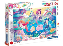 CLEMENTONI Třpytivé puzzle Pod mořem 104 dílků
