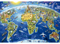 EDUCA Puzzle Mapa se světovými památkami 2000 dílků