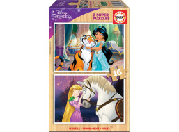 EDUCA Dřevěné puzzle Disney princezny 2x16 dílků