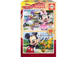 EDUCA Dřevěné puzzle Mickey a přátelé 2x25 dílků