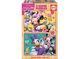 EDUCA Dřevěné puzzle Minnie a Daisy 2x16 dílků