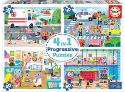 EDUCA Puzzle Hrdinové v akci 4v1 (20,40,60,80 dílků)