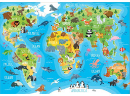 EDUCA Puzzle Mapa se zvířaty světa 150 dílků