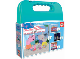 EDUCA Puzzle v kufříku Prasátko Peppa 4v1 (6,9,12,16 dílků)
