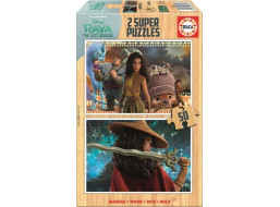 EDUCA Dřevěné puzzle Raya a drak 2x50 dílků