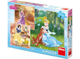 DINO Puzzle Disney princezny 3x55 dílků