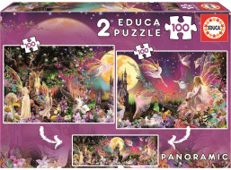 EDUCA Puzzle Panorama Pohádkové víly 2x100 dílků