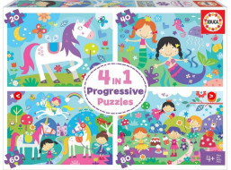 EDUCA Puzzle Kouzelní přátelé 4v1 (20,40,60,80 dílků)