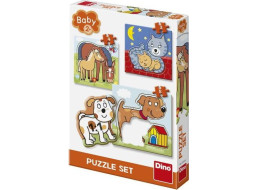 DINO Baby puzzle Domácí zvířátka 3v1 (3,4,5 dílků)