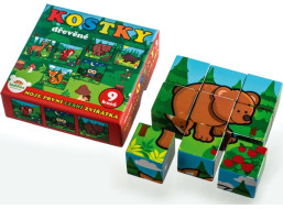 TEDDIES Obrázkové kostky Moje první lesní zvířátka, 9 kostek