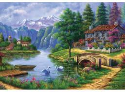 ART PUZZLE Puzzle Vesnice u jezera 1500 dílků