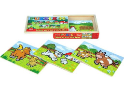 TEDDIES Dřevěné puzzle Moje první zvířátka 4x12 dílků