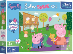 TREFL Puzzle Super Shape XXL Prasátko Pepina: Hraní s bráškou 60 dílků