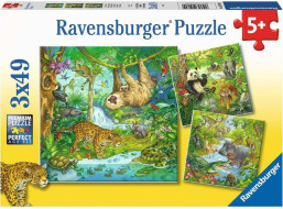 RAVENSBURGER Puzzle Zvířata v džungli 3x49 dílků