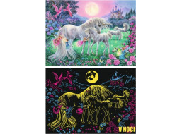RAVENSBURGER Svítící puzzle Jednorožci za úplňku XXL 100 dílků