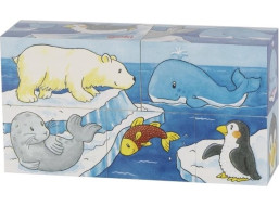 GOKI Dřevěné kostky Safari a Arktida, 5 kostek