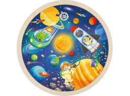 GOKI Kulaté dřevěné puzzle Vesmír 57 dílků