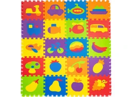 ECOTOYS Pěnové puzzle Ovoce a doprava (29x29)
