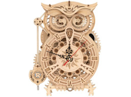 ROBOTIME Rokr 3D dřevěné puzzle Mechanické hodiny Sova 161 dílků