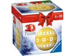 RAVENSBURGER Puzzleball Vánoční ozdoba žlutá s norským vzorem 56 dílků