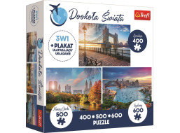TREFL Puzzle Kolem světa: Londýn, New York a Sydney 400 + 500 + 600 dílků