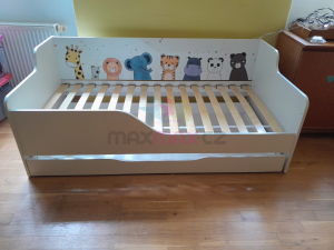 Dětská postel LOLA - MINI ZOO 160x80 cm - grafika na bočnici